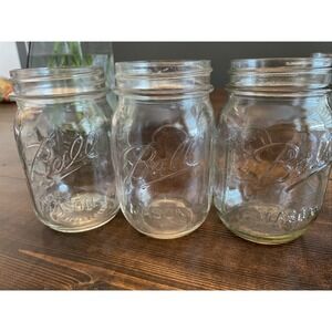 Lot Of 3 Vintage Ball 12oz Clear Glass Mason Jars - Measuring